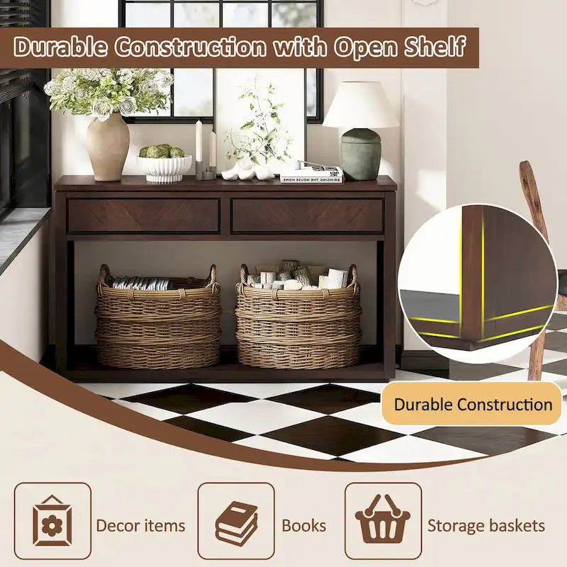 Console d'entrée rustique en bois 55 (Espresso)