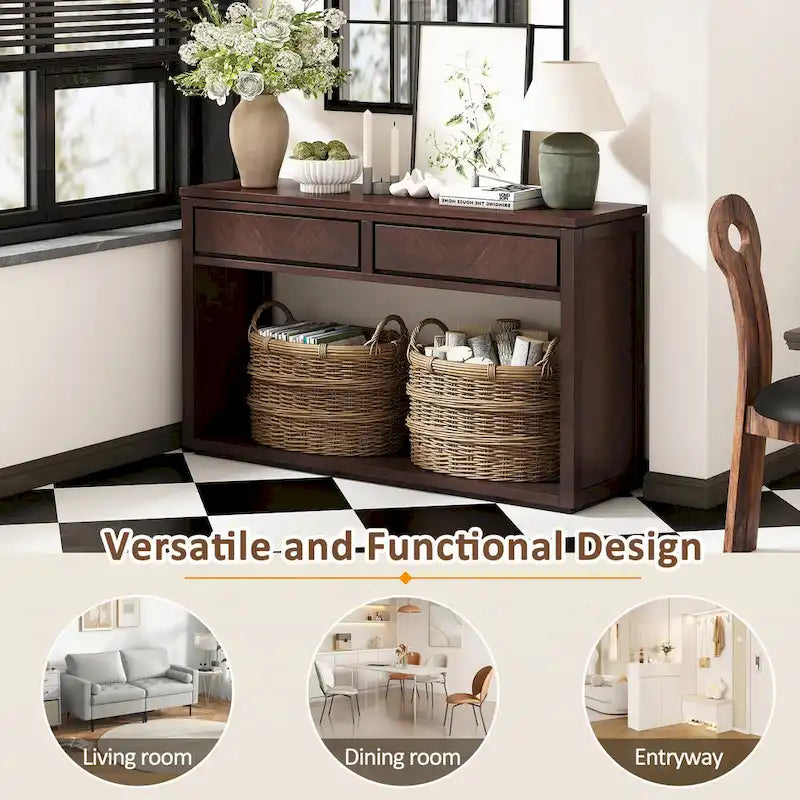 Console d'entrée rustique en bois 55 (Espresso)