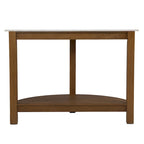 Console demi-cercle en faux marbre blanc avec étagère et base en bois - 41,75 cm L x 20 cm l x 30,25 cm H