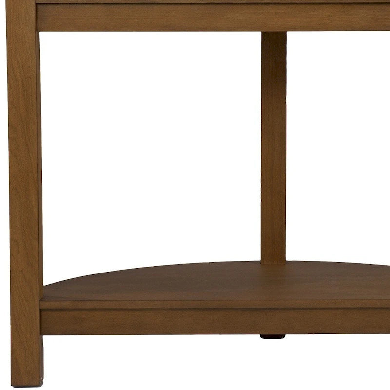 Console demi-cercle en faux marbre blanc avec étagère et base en bois - 41,75 cm L x 20 cm l x 30,25 cm H