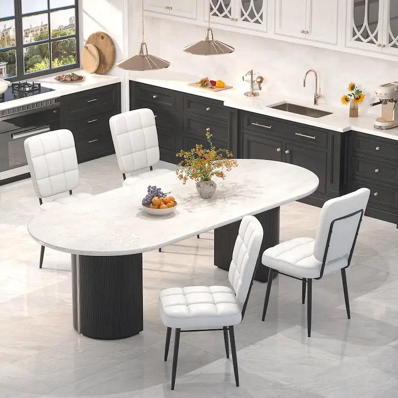 Ensemble de 2/4/6/8 chaises de salle à manger modernes, chaises de cuisine rembourrées avec coussin épais pour salle à manger