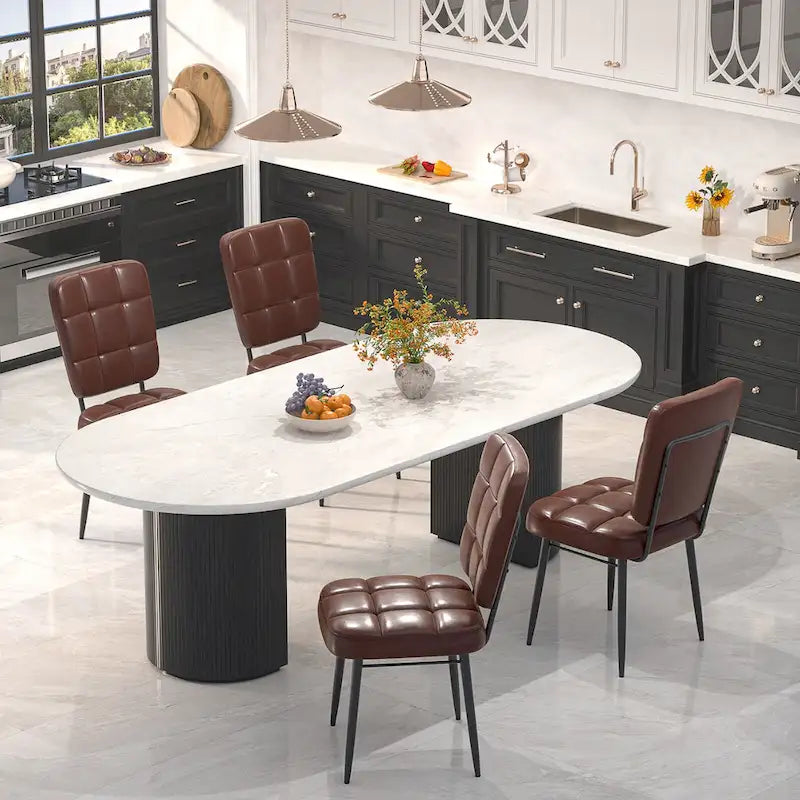 Ensemble de 2/4/6/8 chaises de salle à manger modernes, chaises de cuisine rembourrées avec coussin épais pour salle à manger