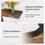 Table d'appoint moderne noire et dorée avec plateau en faux marbre, table de hall d'entrée en bois de 99 cm (39 pouces) avec pieds géométriques en métal.