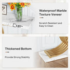 Table d'appoint moderne noire et dorée avec plateau en faux marbre, table de hall d'entrée en bois de 99 cm (39 pouces) avec pieds géométriques en métal.