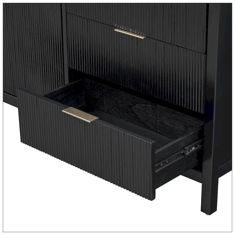 Buffet minimaliste à motif ondulé avec rangement fonctionnel