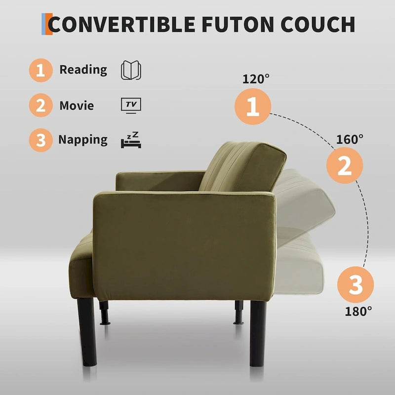 Canapé-lit, causeuse compacte, canapé-lit moderne style milieu du siècle, canapé convertible, canapés de salon