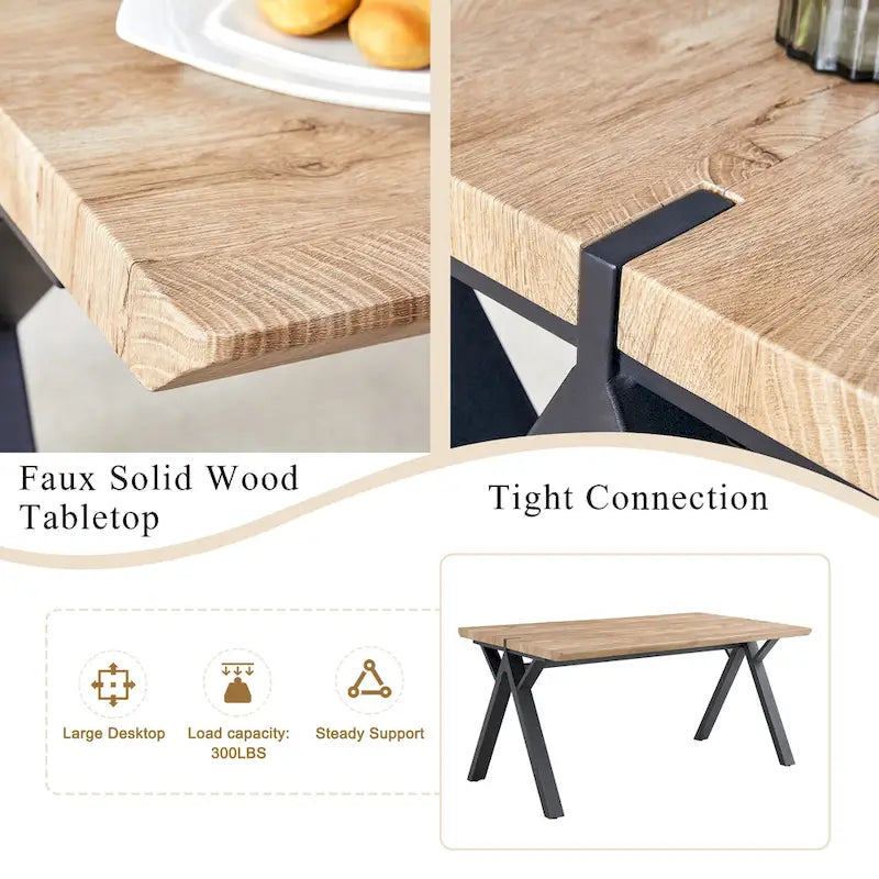 Ensemble de salle à manger moderne avec table rectangulaire noire en forme de A et chaises à dossier rond