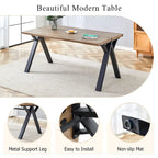 Ensemble de salle à manger moderne avec table rectangulaire noire en forme de A et chaises à dossier rond