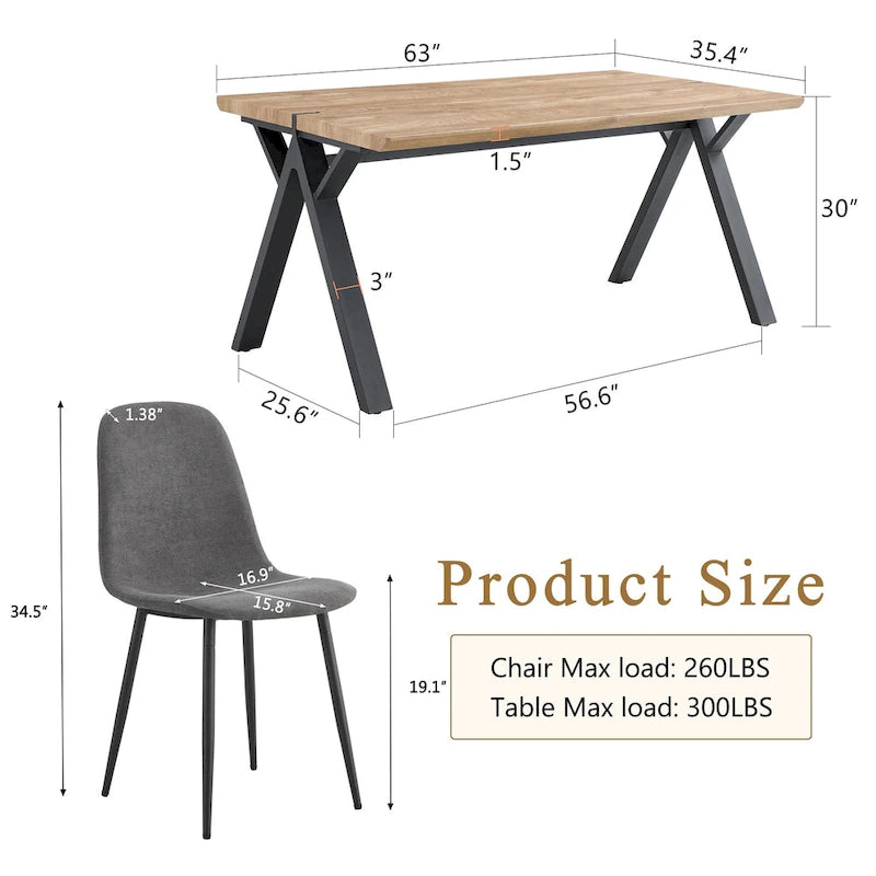 Ensemble de salle à manger moderne avec table rectangulaire noire en forme de A et chaises à dossier rond