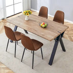 Ensemble de salle à manger moderne avec table rectangulaire noire en forme de A et chaises à dossier rond