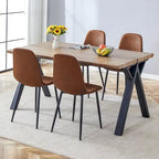 Ensemble de salle à manger moderne avec table rectangulaire noire en forme de A et chaises à dossier rond