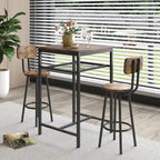 Ensemble de salle à manger moderne 3 pièces avec table carrée, cloison et 2 tabourets de bar