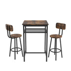 Ensemble de salle à manger moderne 3 pièces avec table carrée, cloison et 2 tabourets de bar