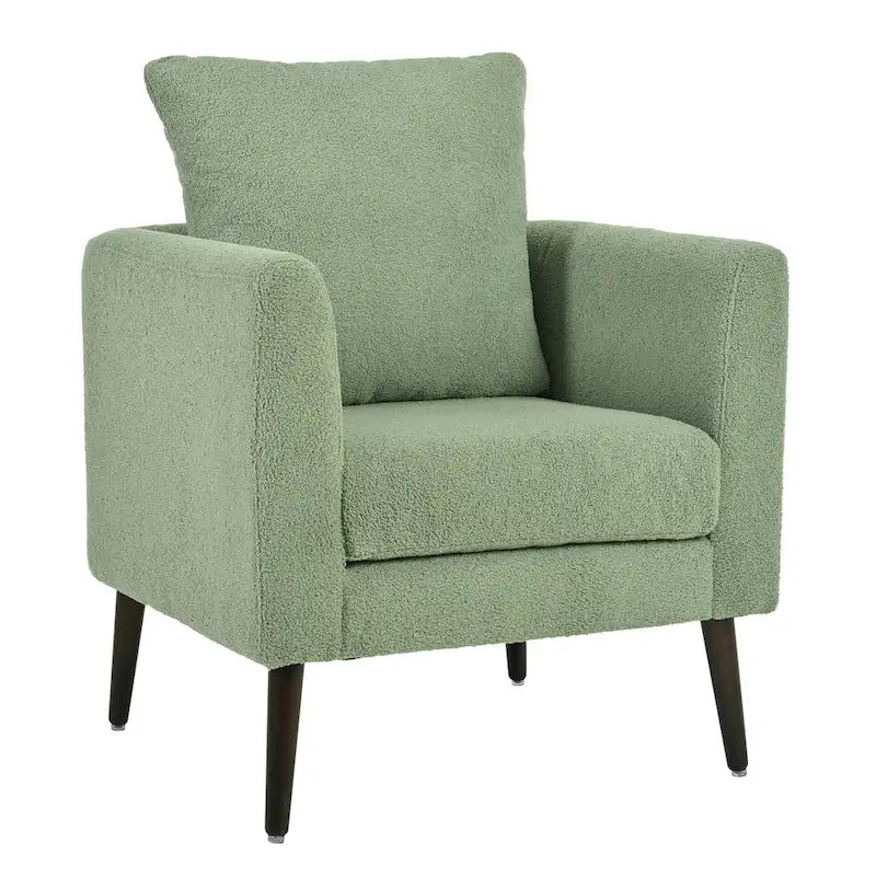 Fauteuil moderne rembourré de 68 cm avec pieds en bois massif et coussin lombaire