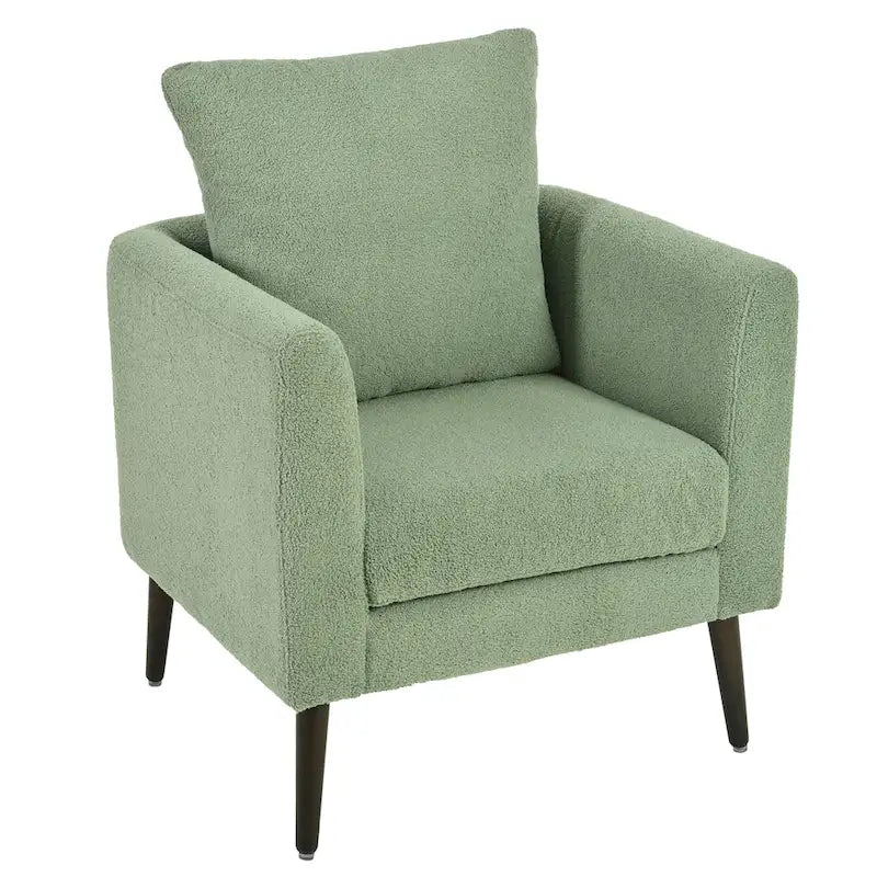 Fauteuil moderne rembourré de 68 cm avec pieds en bois massif et coussin lombaire