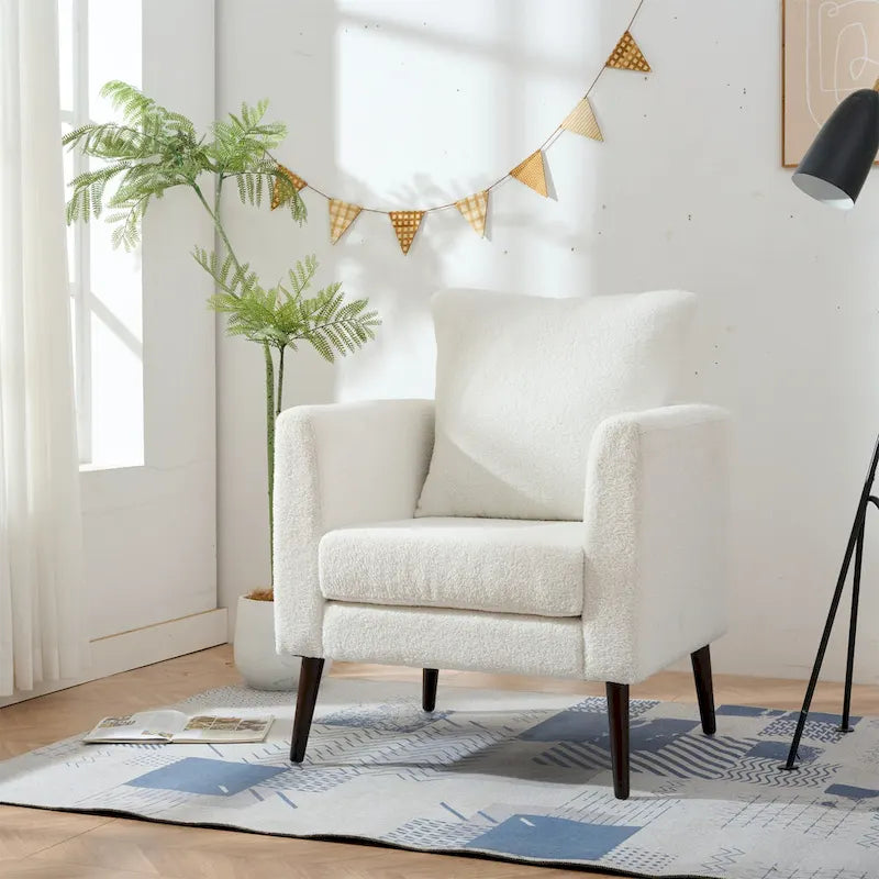 Fauteuil moderne rembourré de 68 cm avec pieds en bois massif et coussin lombaire