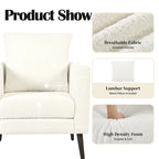 Fauteuil moderne rembourré de 68 cm avec pieds en bois massif et coussin lombaire