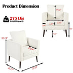 Fauteuil moderne rembourré de 68 cm avec pieds en bois massif et coussin lombaire