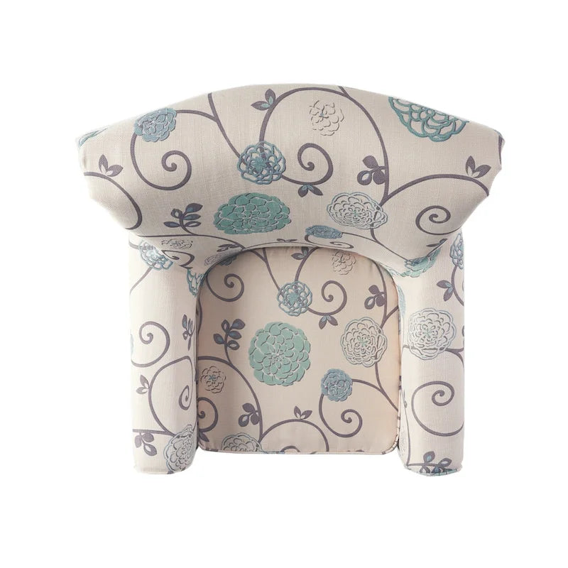 Fauteuil club moderne blanc et bleu de 80,6 cm (31,75 po) avec pieds fuselés en bois de bouleau pour salon