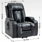 Fauteuil inclinable électrique noir avec massage, chauffage et structure robuste