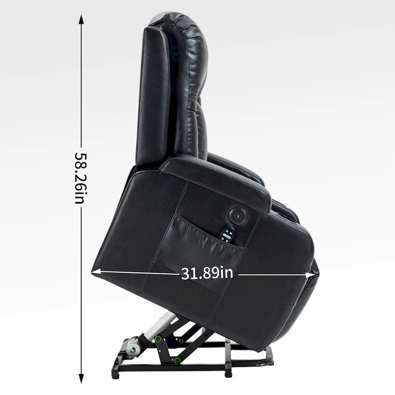 Fauteuil inclinable électrique noir avec massage, chauffage et structure robuste