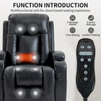 Fauteuil inclinable électrique noir avec massage, chauffage et structure robuste