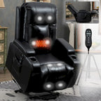 Fauteuil inclinable électrique noir avec massage, chauffage et structure robuste