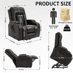 Fauteuil inclinable électrique noir avec massage, chauffage et structure robuste
