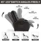 Fauteuil inclinable électrique noir avec massage, chauffage et structure robuste