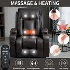 Fauteuil inclinable électrique noir avec massage, chauffage et structure robuste