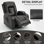Fauteuil inclinable électrique noir avec massage, chauffage et structure robuste