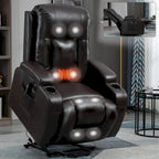 Fauteuil inclinable électrique noir avec massage, chauffage et structure robuste