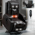 Fauteuil inclinable électrique noir avec massage, chauffage et structure robuste