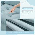 Canapé d'angle convertible 4 places en forme de L bleu 100 avec pouf amovible et coussins assortis, idéal pour le salon