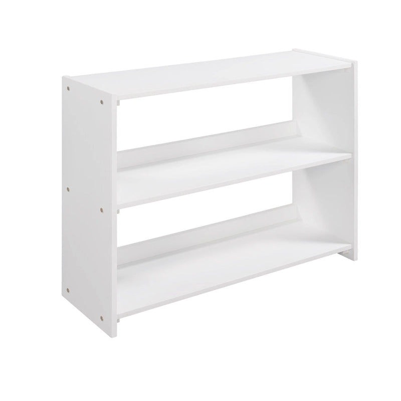 Lit mezzanine bas en pin pour deux personnes avec placards, étagères et toboggan