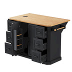 Îlot de cuisine extensible à abattants, chariot de cuisine sur 4 roues avec prise électrique, table îlot mobile avec 2 portes et 6 tiroirs