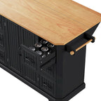 Îlot de cuisine extensible à abattants, chariot de cuisine sur 4 roues avec prise électrique, table îlot mobile avec 2 portes et 6 tiroirs