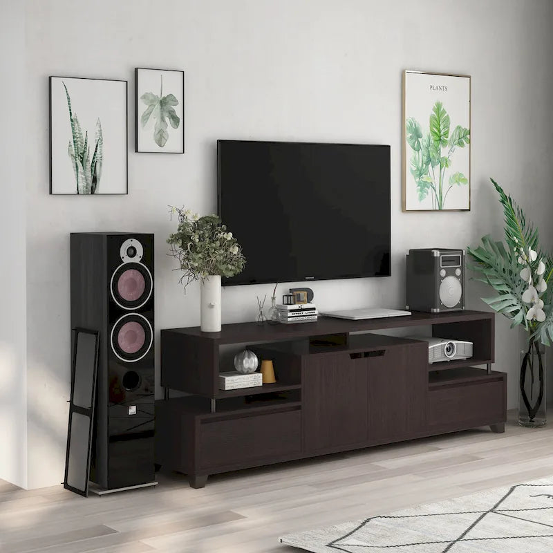 Meuble TV multifonctionnel Alise Modern Cappuccino 70 pouces de Furniture of America