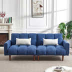Convertible Futon Sofa Bed with Adjustable Positions and Wooden Legs