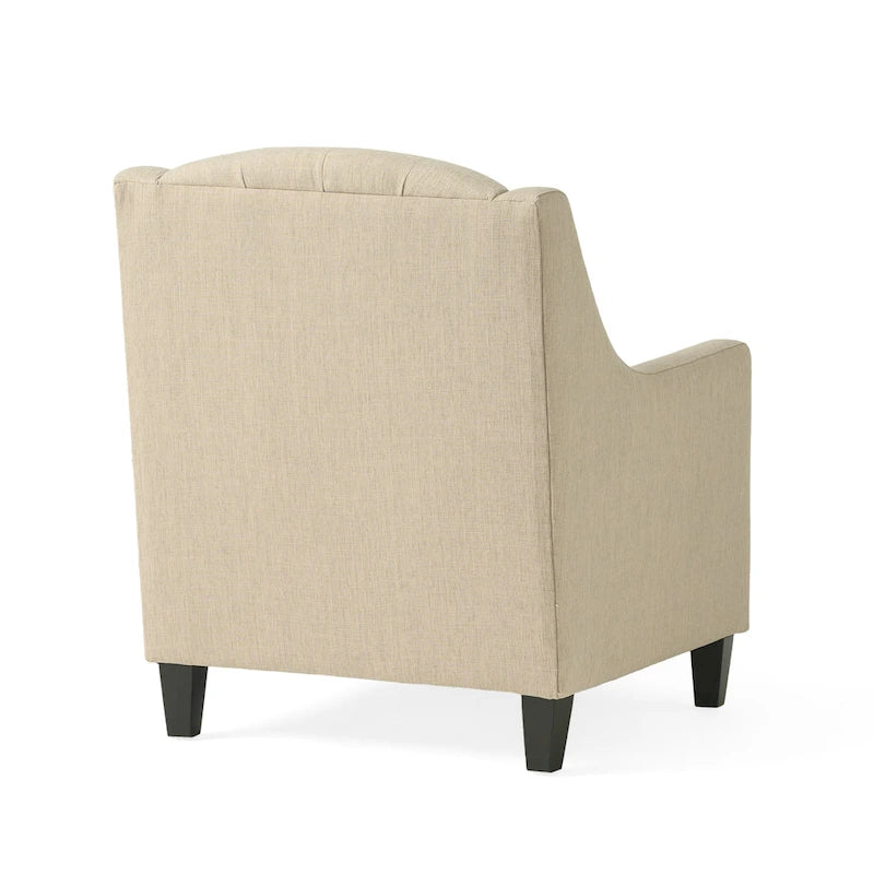 Fauteuil club Elaine en tissu capitonné beige clair avec repose-pieds, par Christopher Knight Home