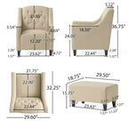 Fauteuil club Elaine en tissu capitonné beige clair avec repose-pieds, par Christopher Knight Home