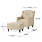 Fauteuil club Elaine en tissu capitonné beige clair avec repose-pieds, par Christopher Knight Home