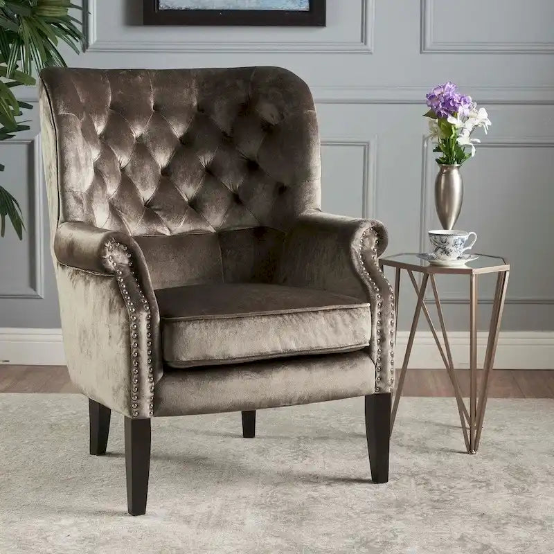 Fauteuil club en velours à clous Tomlin de Christopher Knight Home