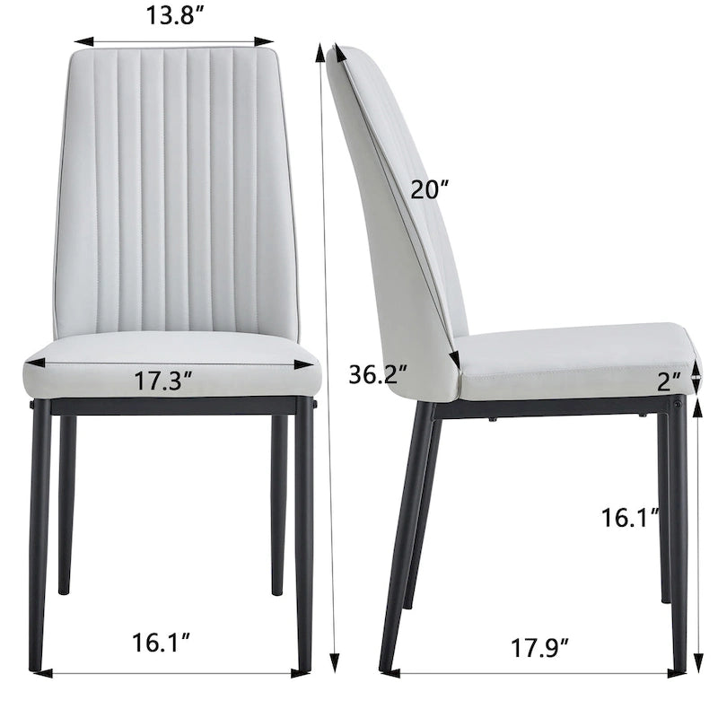 Ensemble de 4 chaises de salle à manger, assise rembourrée confortable, pieds en métal, dossier incurvé