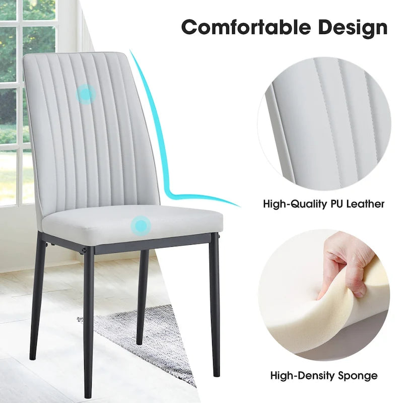 Ensemble de 4 chaises de salle à manger, assise rembourrée confortable, pieds en métal, dossier incurvé