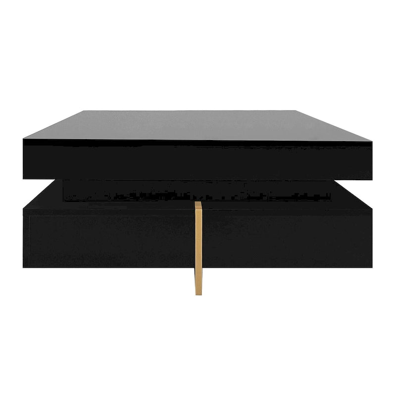 Table basse moderne laquée brillante à 4 tiroirs - 31,50 x 31,50 x 13,70