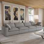Canapé d'angle moderne en lin, 160,6 pouces, avec plusieurs coussins.