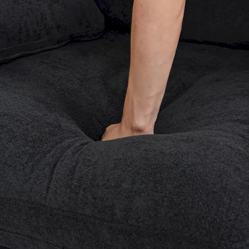 Canapé d'angle moderne en lin, 160,6 pouces, avec plusieurs coussins.