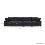 Canapé d'angle moderne en lin, 160,6 pouces, avec plusieurs coussins.