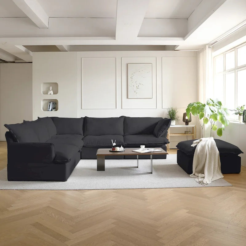 Canapés d'angle sectionnels rembourrés 6 pièces